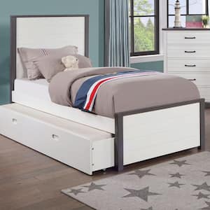 Python White and Gray Twin Kids Platform Bed with Trundle