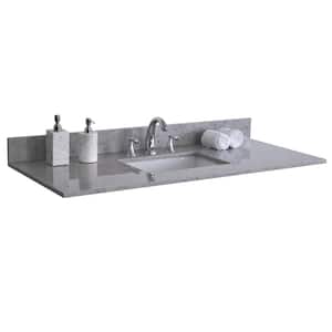37 in. W x 22 in. D Engineered Stone Composite Vanity Top in Gray with White Rectangular Single Sink - 3 Hole