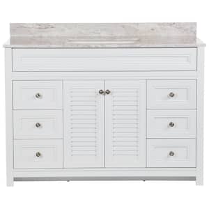 Bayridge 49 in. W x 22 in. D Bath Vanity in White with Stone Effects Vanity Top in Winter Mist with White Sink