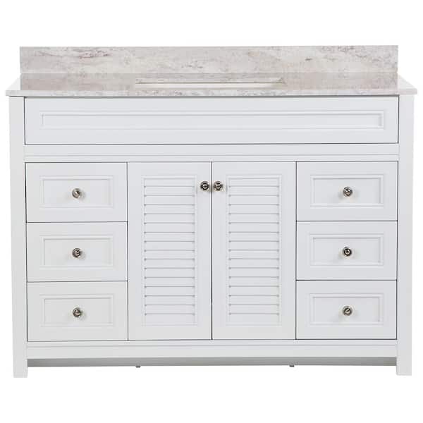 Home Decorators Collection Bayridge 49 in. Single Sink White Bath Vanity with Winter Mist Cultured Marble Top (Assembled)