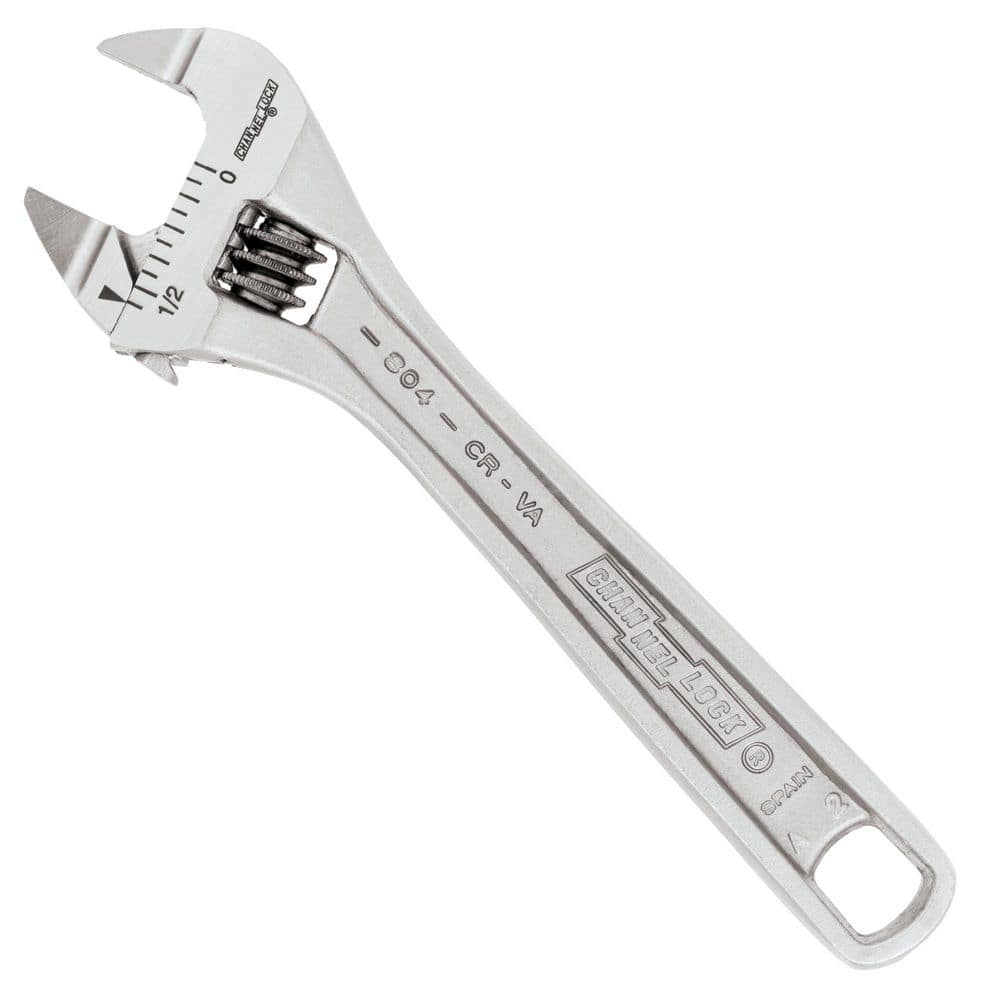 Channellock Slim Jaw 4 in. Chrome Adjustable Wrench 804S - The
