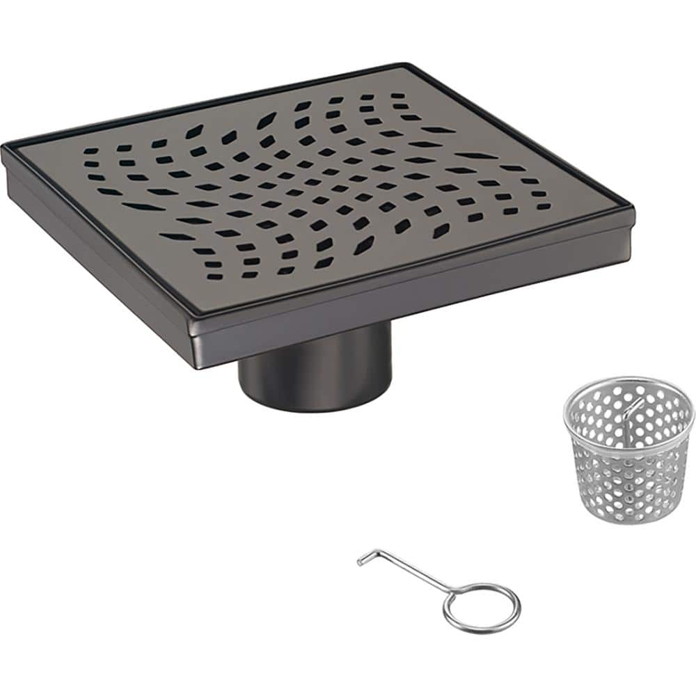 Elegante Drain Collection 6 in. Square Stainless Steel Shower Drain ...