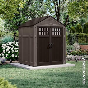 6 ft. W x 5 ft. D Plastic Resin Storage Shed with Floor (34 sq. ft.) in Dark Taupe (Gray)