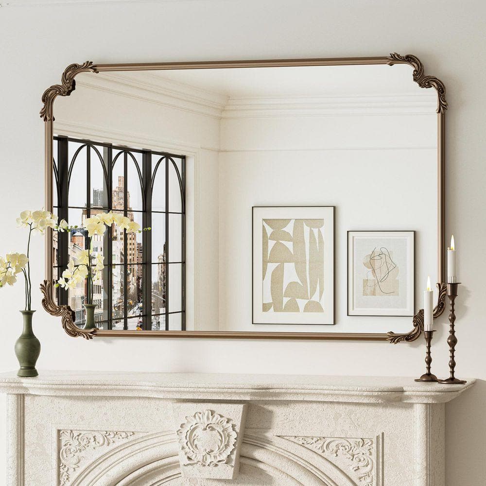 み*ぃ様 【早い者勝ち！】antique mirror 壁掛けゴールド アンティ KeonJinn 48 in. H x 32 in. W Framed Rectangular Vintage Mirror