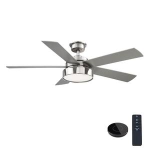 Cherwell 52 in. LED Brushed Nickel Ceiling Fan with Light and Remote Control works with Google and Alexa