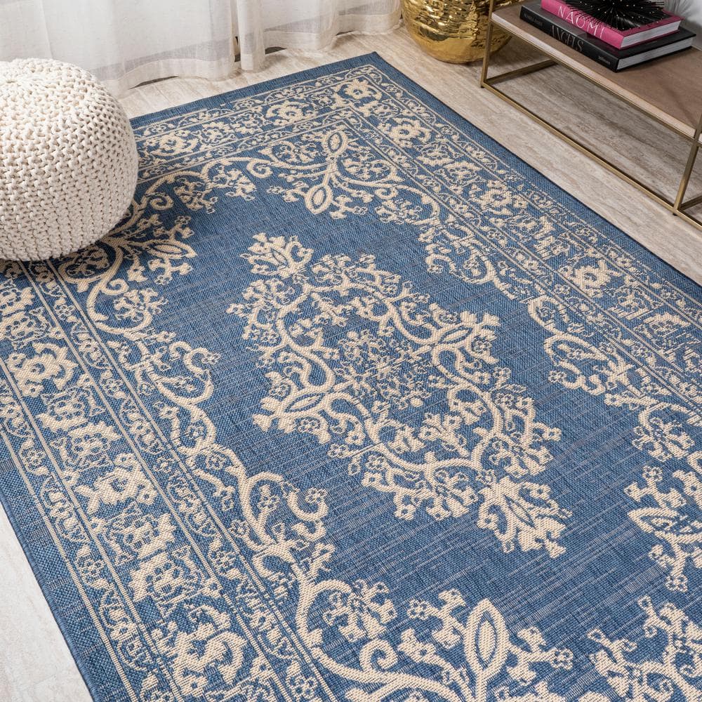 Mediterranean Dream Blue & Ivory Synthetic Medallion Rug
