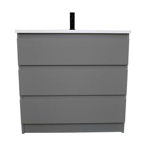 Pepper 36 in. W x 20 in. D Bath Vanity in Gray with Acrylic Vanity Top in White with White Basin