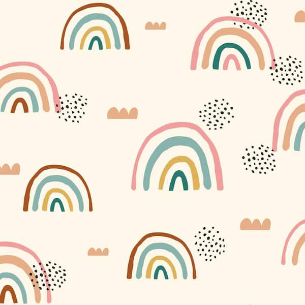 Taupe and Red Rainbow's End Peel and Stick Wallpaper (Covers 28.29 sq. ft.)