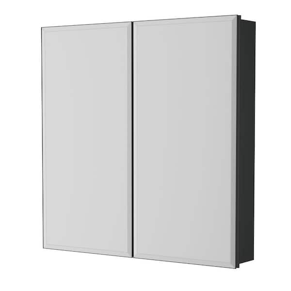 Moses 30 in. W x 30 in. H Rectangular Aluminum Medicine Cabinet with Mirror and Adjustable Shelves