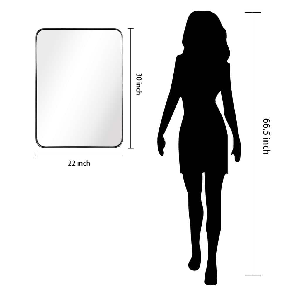 Sleek Black Stainless Steel Full-Length Mirror 22" x 30"