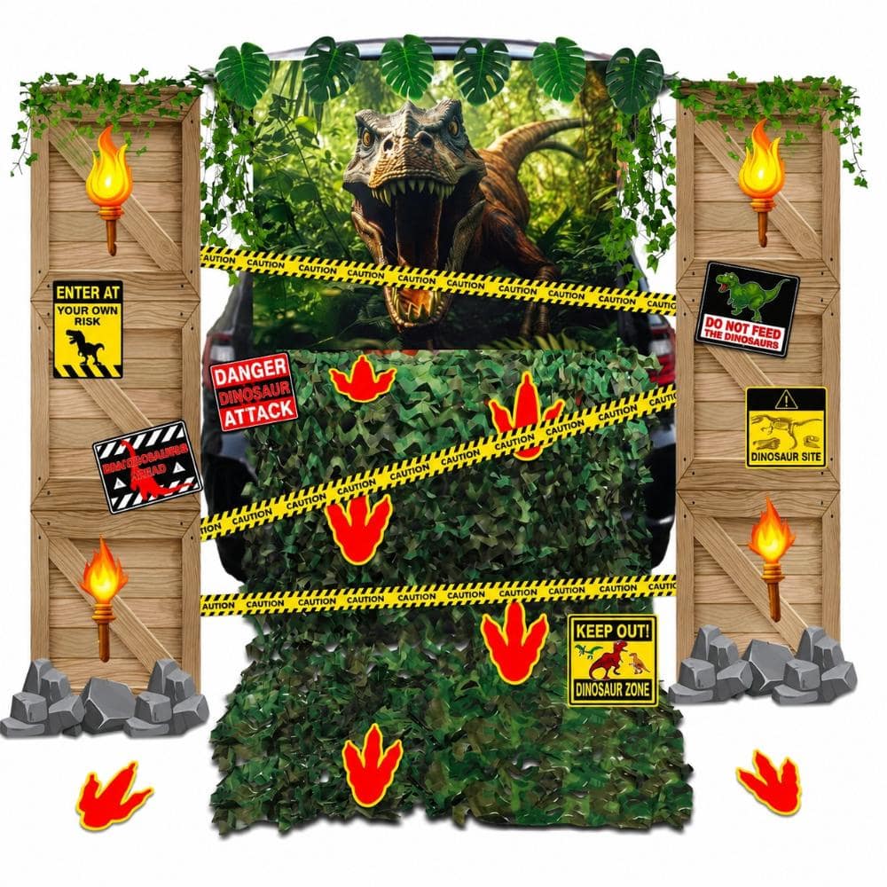 45-Piece Dinosaur Halloween Trunk or Treat Car Decorations Kit for Garage Doors and Outdoor Party Decor price history on PriceWatchPro