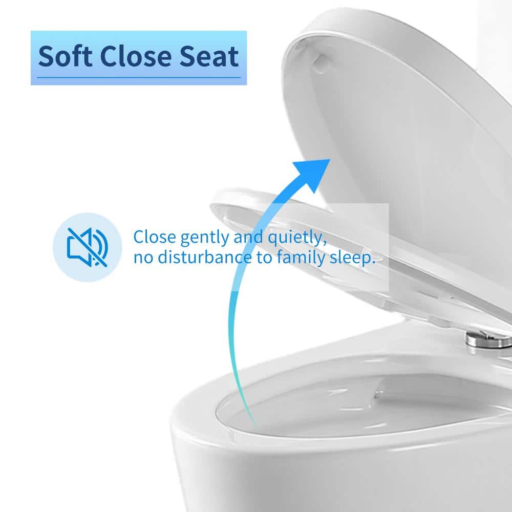 Glossy White Ceramic Dual Flush One-Piece Elongated Toilet