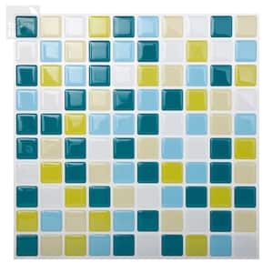 Mosaic Peacockgreen 10 in. W x 10 in. H Peel and Stick Decorative Mosaic Wall Tile (5-Tiles)