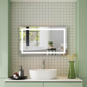 ALINA 40 in. W x 24 in. H Rectangular FramelessDimmable Lighted Wall Bathroom Vanity Mirror in Aluminum with UL Lights