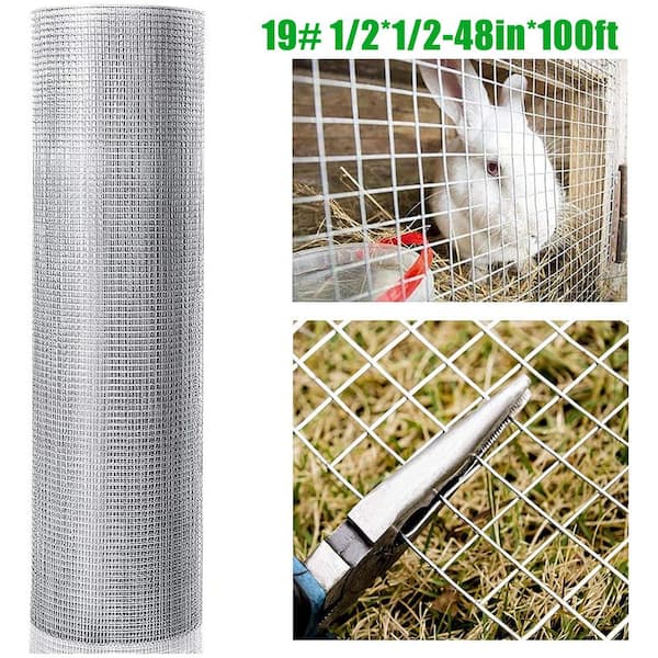 1/2 in. x 4 ft. x 100 ft. 19-Gauge Hot-Dip Galvanized Hardware Cloth for Raised Garden, Snake Fencing Rodent Animal