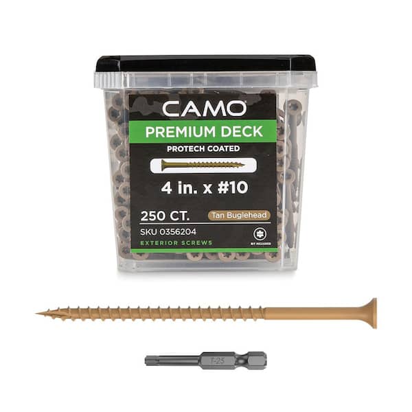 CAMO 4 in. #10 Tan Star Drive Exterior Bugle Head Wood Deck Screws (250-Count)