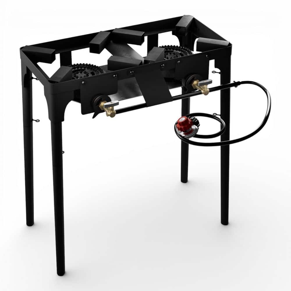 GASONE 2 Burner Camping Grill with Removable Legs and Adjustable Regulator