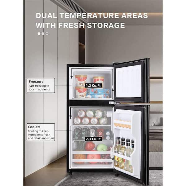 JEREMY CASS 3.5 cu. ft. Compact Refrigerator Mini Fridge in Black with  Freezer Small Refrigerator with 2 Door FLGJCA0201002 - The Home Depot