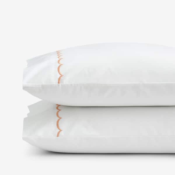 The Company Store Legends Hotel Embroidered Scallop Melon Geometric Cotton Percale Standard Pillowcase (Set of 2)