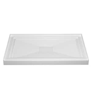 48 in. L x 32 in. W Single Threshold Alcove White Shower Pan Base with Double Strainer Bathroom Acrylic Shower Tray