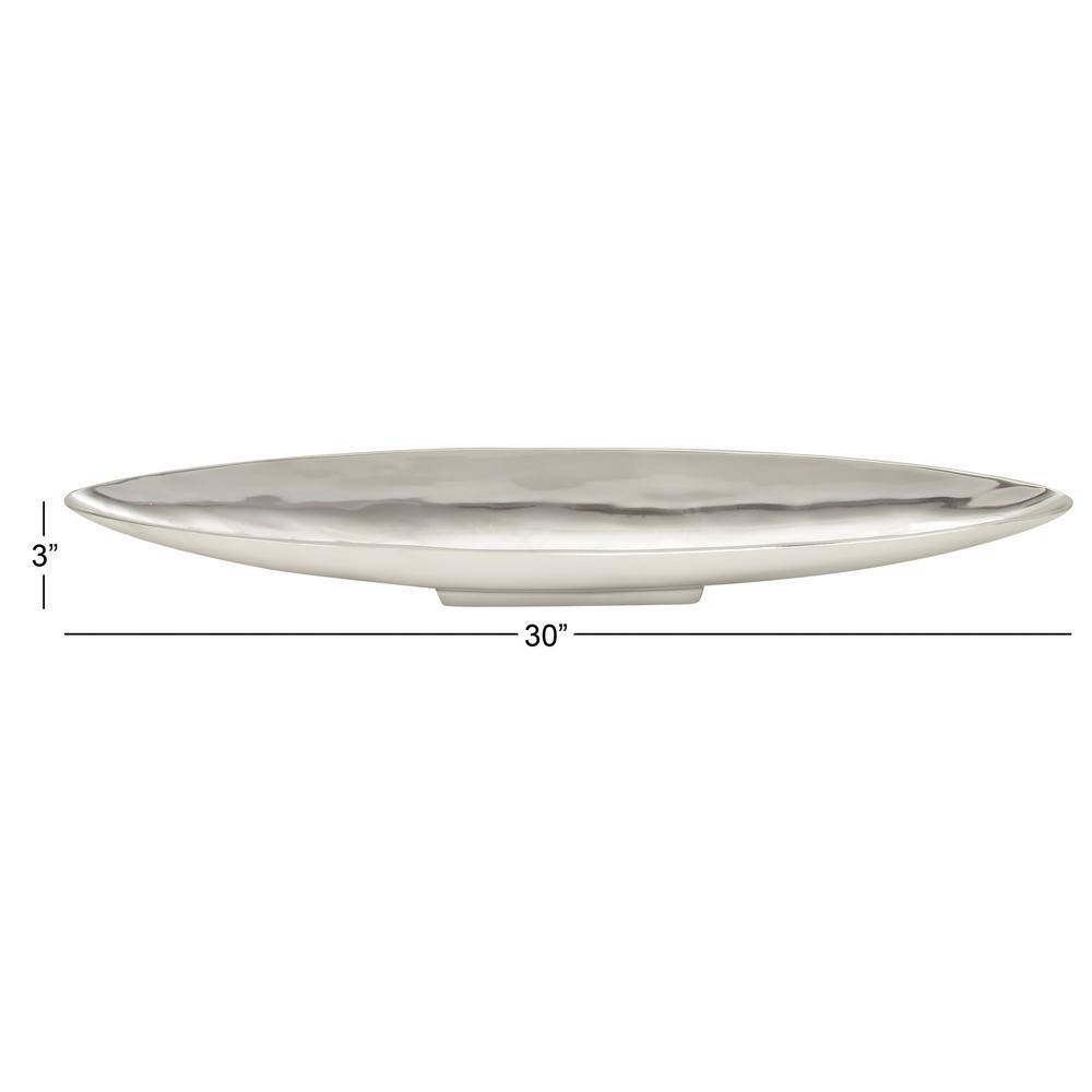 Silver Aluminum Oval Modern Decorative Tray, 28.5"