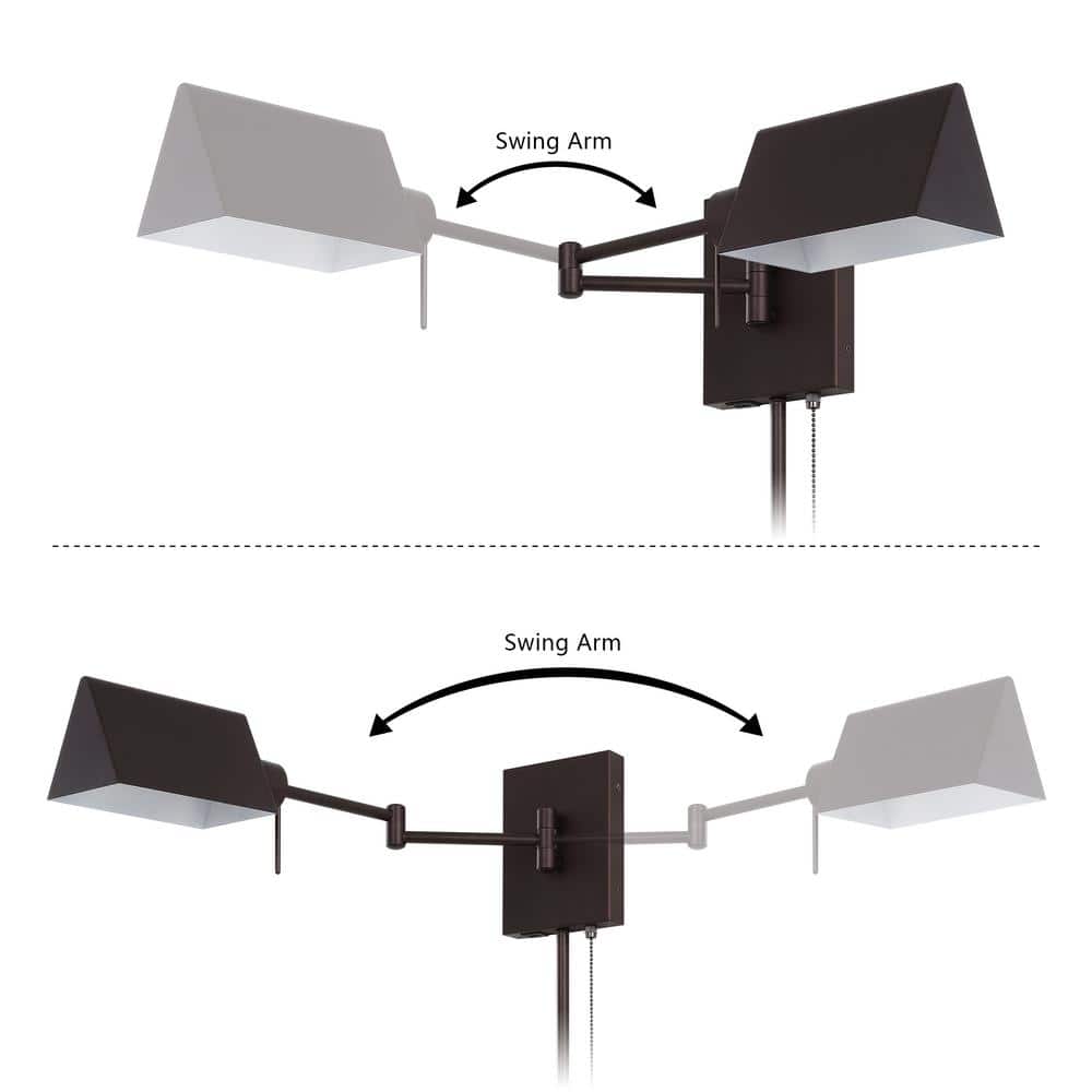 Arlo Oil Rubbed Bronze Swing Arm Wall Sconce with USB Charging Port