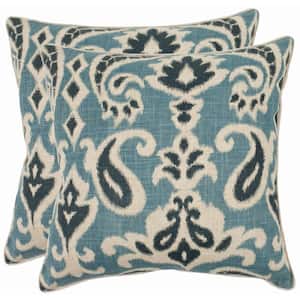 Dylan Blue 18 in. x 18 in. Throw Pillow Set of 2