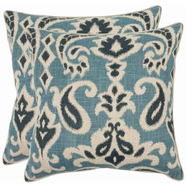 SAFAVIEH Dylan Blue 18 in. x 18 in. Throw Pillow Set of 2