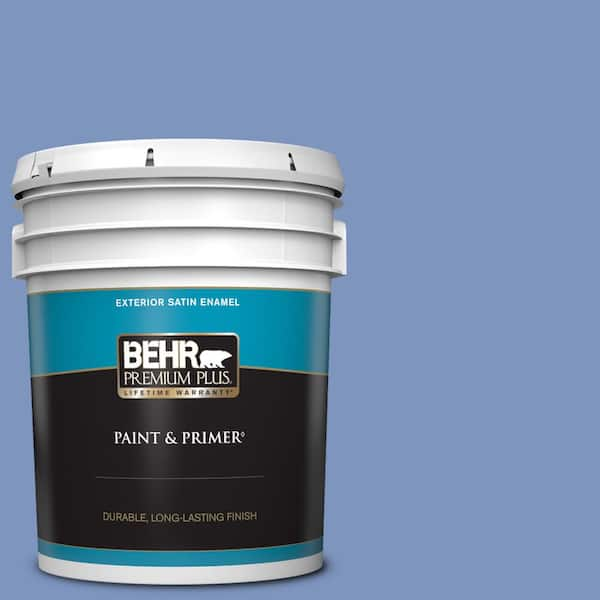 BEHR PREMIUM PLUS 5 gal. #M540-5 Blue Satin Satin Enamel Exterior Paint & Primer