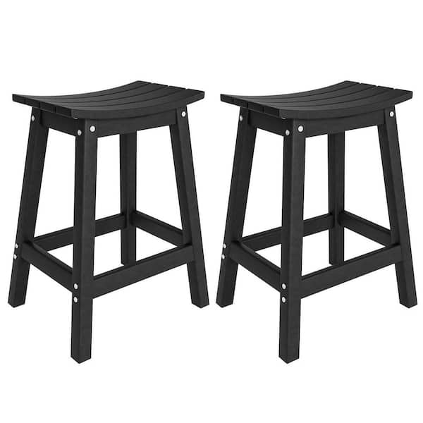 24 in. Wood Outdoor Bar Stool (2-Pack)