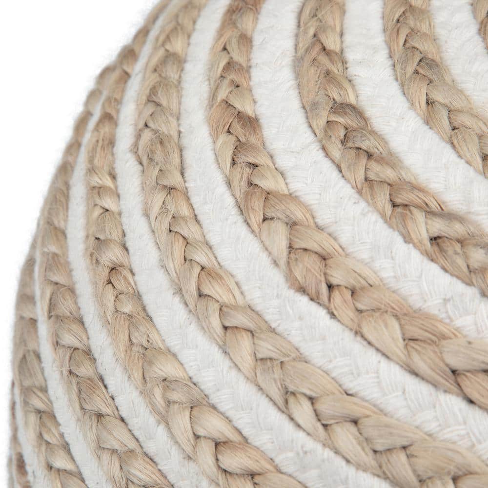 Natural Jute and Cotton Round Boho Pouf