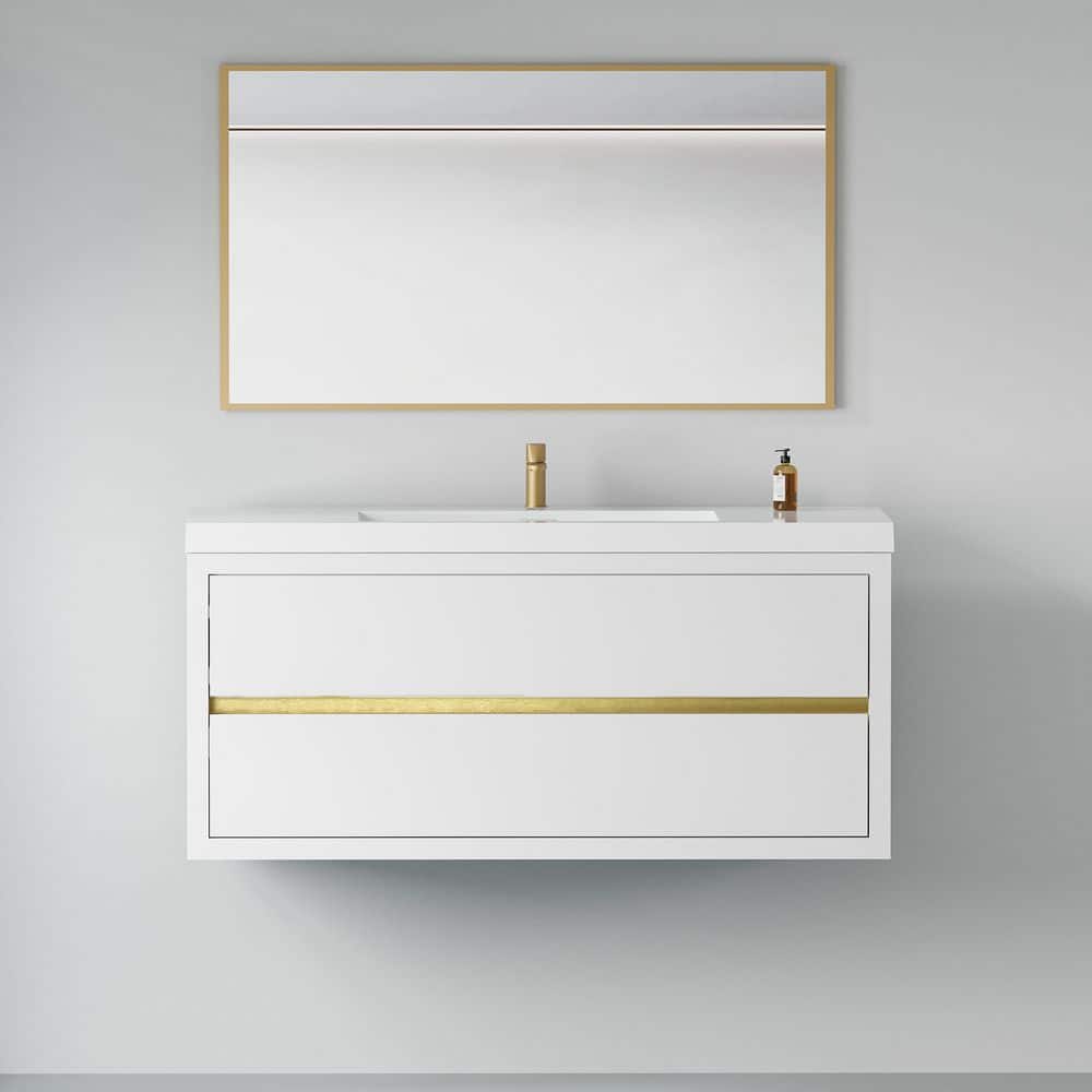 48 in. Wall-Mounted Bath Vanity Floating Bathroom Storage Cabinet in Glossy