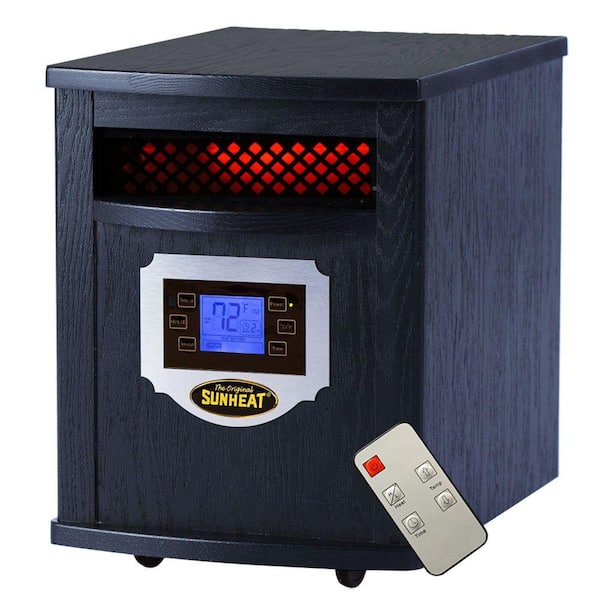 SUNHEAT 1500-Watt Infrared Electric Portable Heater with Remote Control, LCD Display and Cabinetry - Black