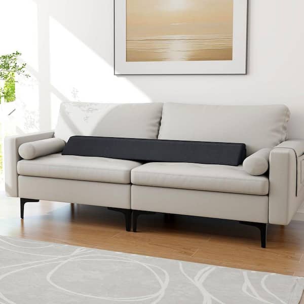 Dark Gray 54 in. x 10 in. Polyester Headback Support Rest Throw Pillow with Storage Bag Set of 1