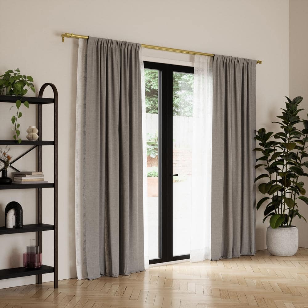 Brass Double Curtain Rod with Nickel Finish, 120-180"