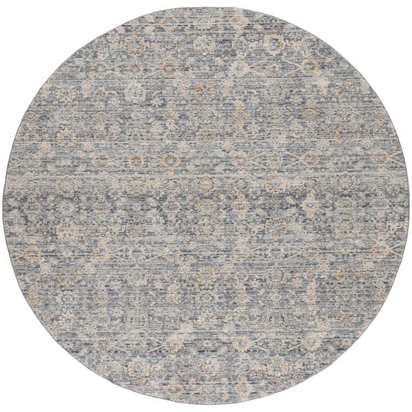 Nourison Nyle Charcoal 8 ft. x 8 ft. Distressed Transitional Round Area Rug