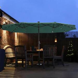 15 ft. Iron Market Solar Patio Umbrella with LED Lights in Green