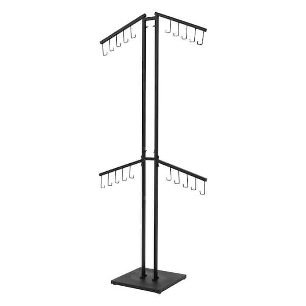 73 in. x 15 in. x 15 in. Free Standing Black Metal Steel Clothes Rack Handbags Clothes Display Rack