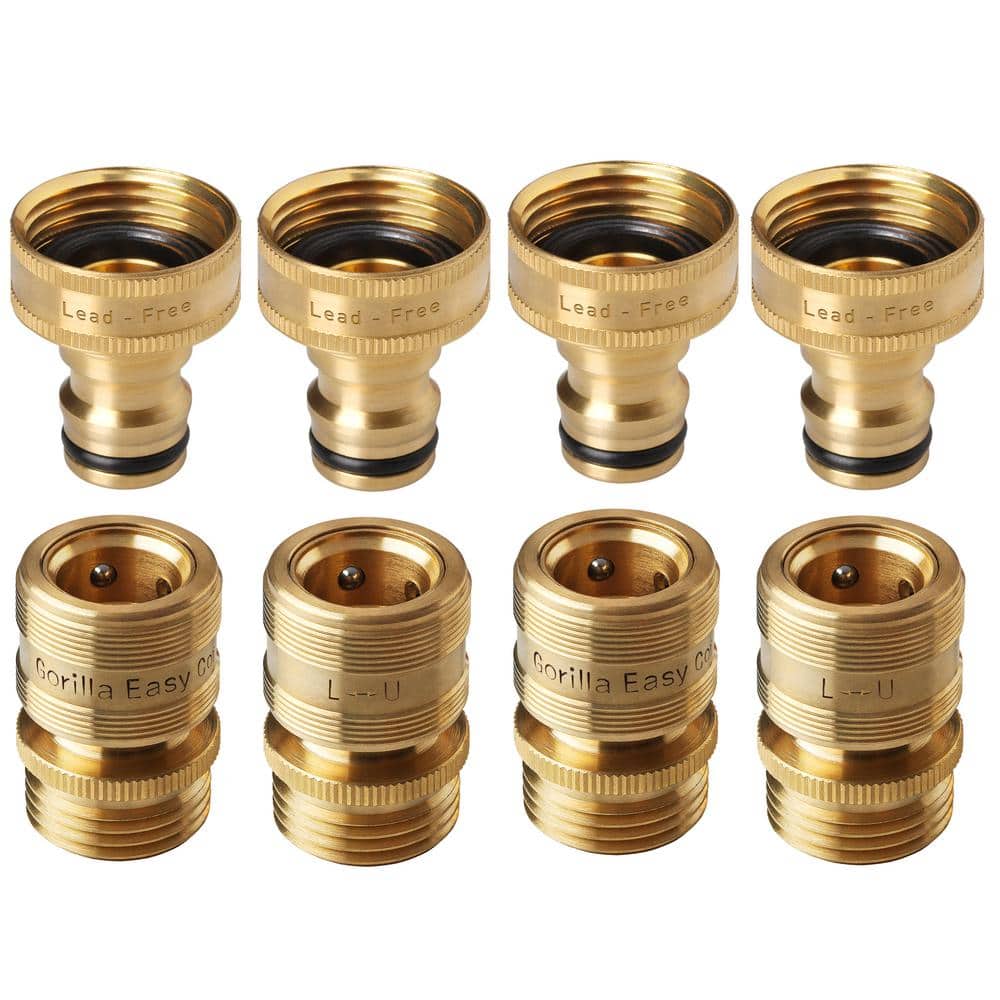 3/4 in. Standard GHT Locking Lead-Free Brass Garden Hose Quick Connect Set 