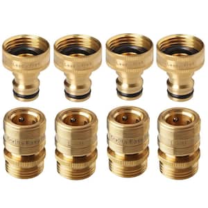 3/4 in. Standard GHT Locking Lead-Free Brass Garden Hose Quick Connect Set for Hoses, Faucets and Accessories. (4 Sets)