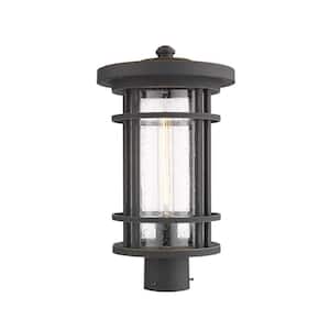 Jordan 17.75 in. 1-Light Bronze Aluminum Hardwired Outdoor Weather Resistant Post Light Round Fitter w/No Bulb Included