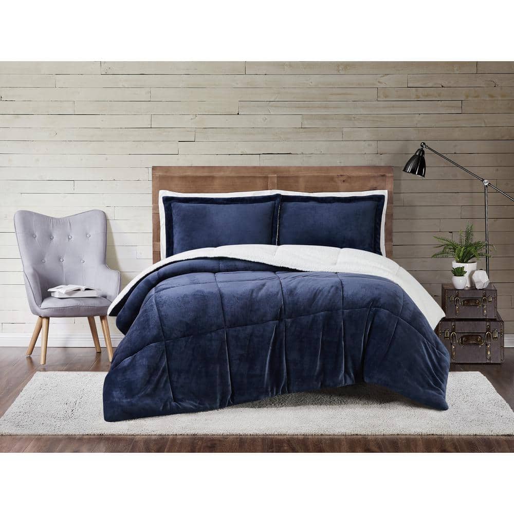  Elegant Comfort ™ Luxury Velvety Softness Fuzzy Plush Micro- Velour Ultra-Soft Blanket, Full/Queen, Navy Blue : Home & Kitchen