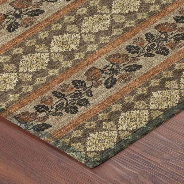 Chantille Machine Washable Indoor/Outdoor Abstract ACN2465 Chocolate 3 ft. x 5 ft. Area Rug