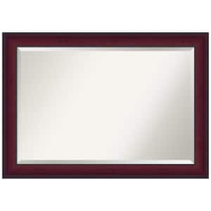 Canterbury Cherry 41.25 in. x 29.25 in. Beveled Casual Rectangle Wood Framed Bathroom Wall Mirror in Cherry