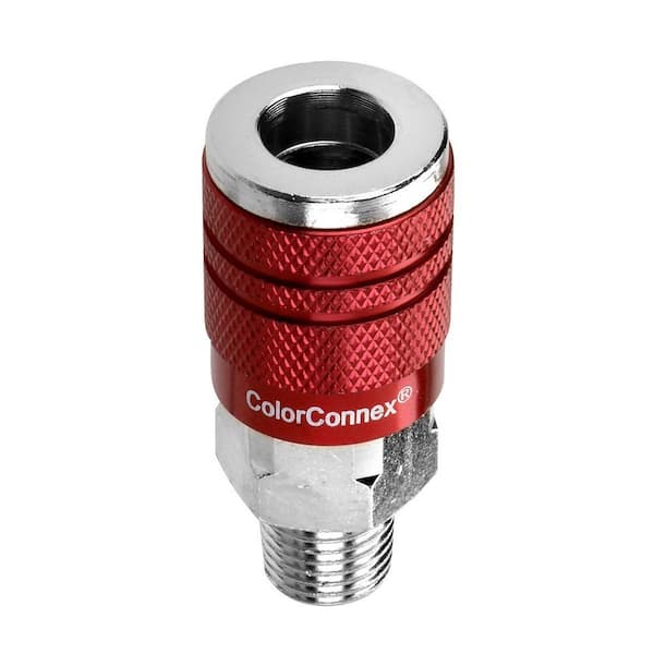 3/8 in. x 50 in. 1/4 in. Red Air Compressor Kit ColorConnex Fittings  Couplers and Plugs, Type D, Red (11-Piece)