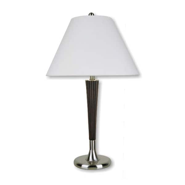 ORE International 28.5 in. Walnut/ Silver Table Lamp