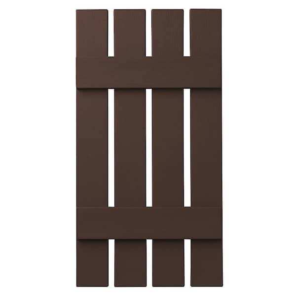 Ply Gem 16 in. x 43 in. Polypropylene 4-Board Open Board and Batten Shutters Pair in Terra Brown