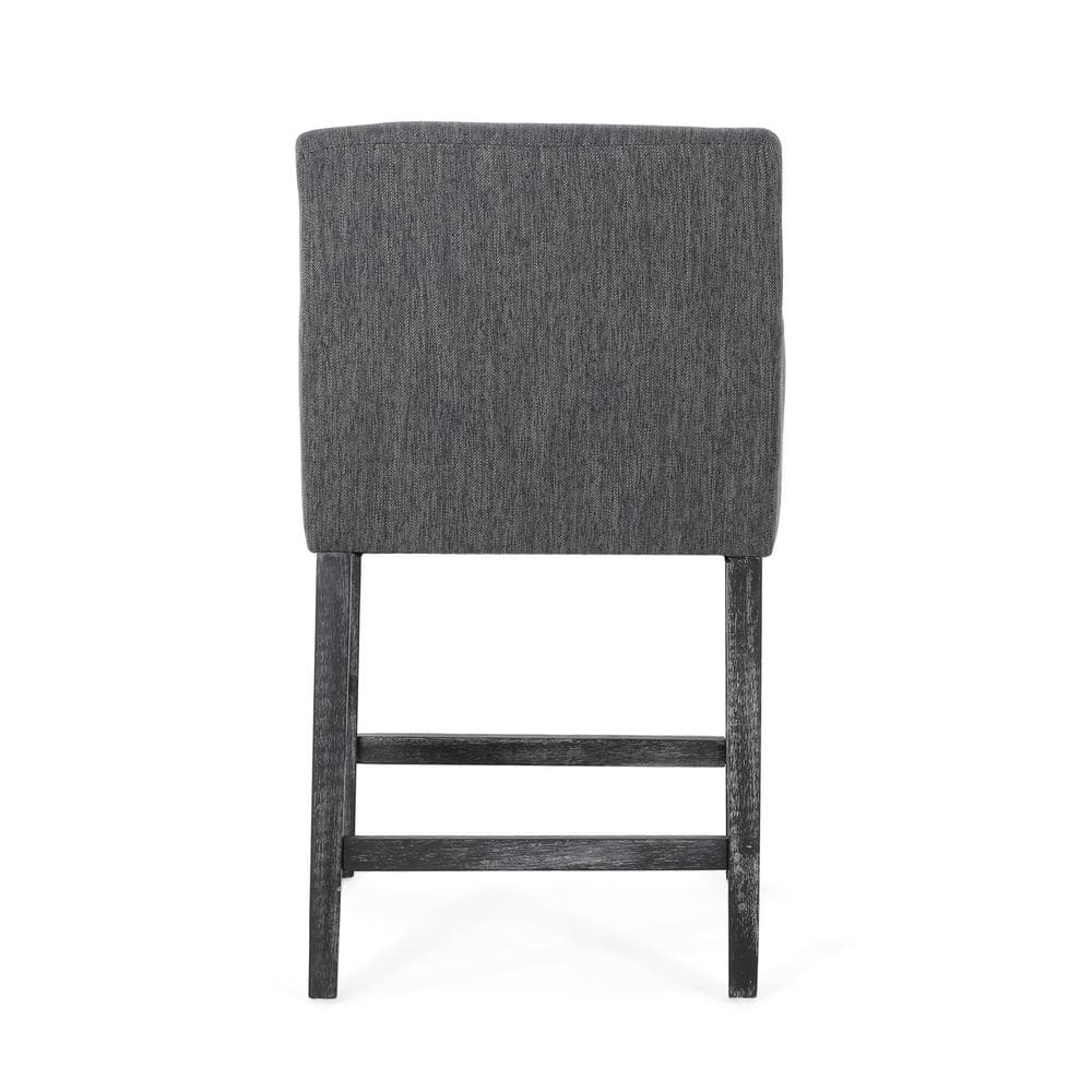 Charcoal and Gray Weathered Wood Extra Tall Counter Stool with Armrests