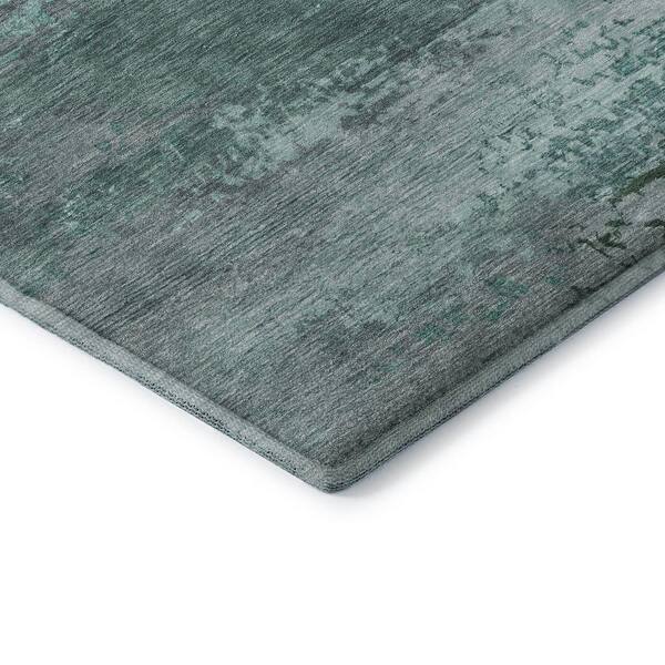 Mayfield Premium Machine Washable Abstract AMF2071 Teal 3 ft. x 4 ft. Area Rug