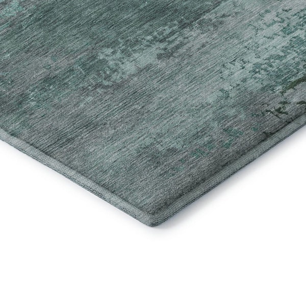 Mayfield Premium Machine Washable Abstract AMF2071 Teal 3 ft. x 5 ft. Area Rug